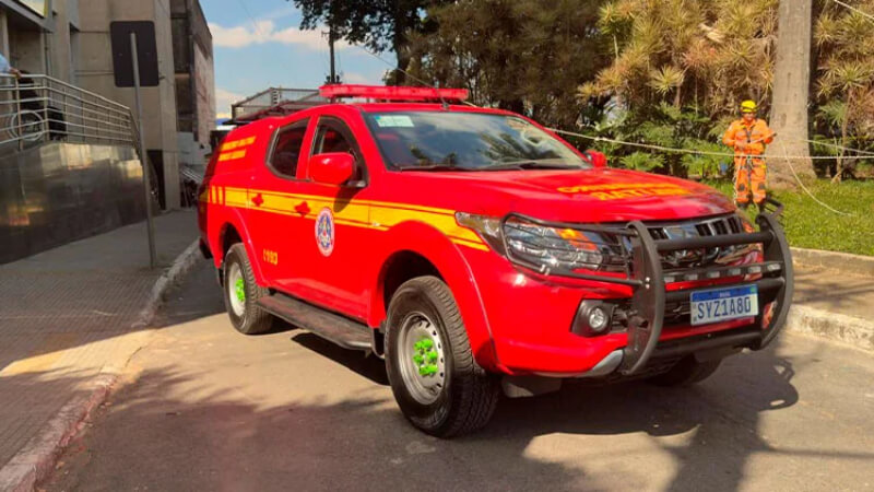 Bombeiros resgatam cão preso em manilha na MG-424, em Vespasiano